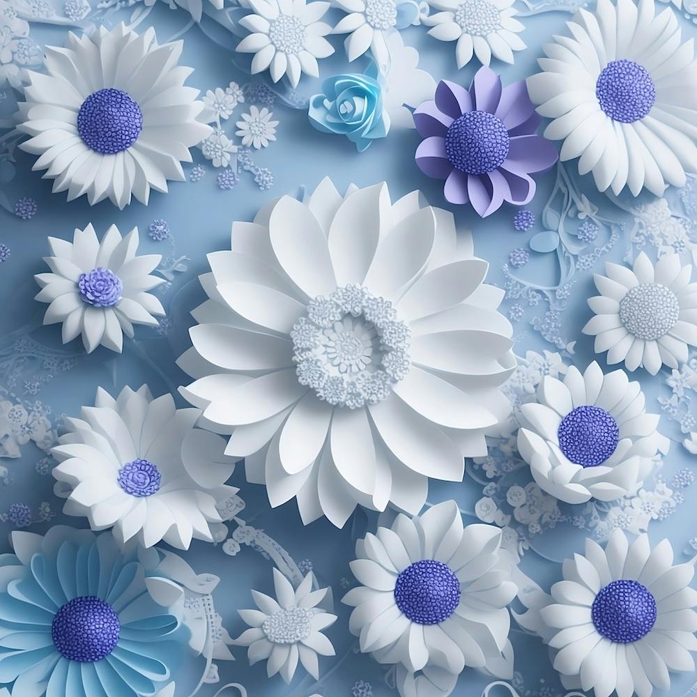 Baby Blue Blooms: Digital Floral Delights