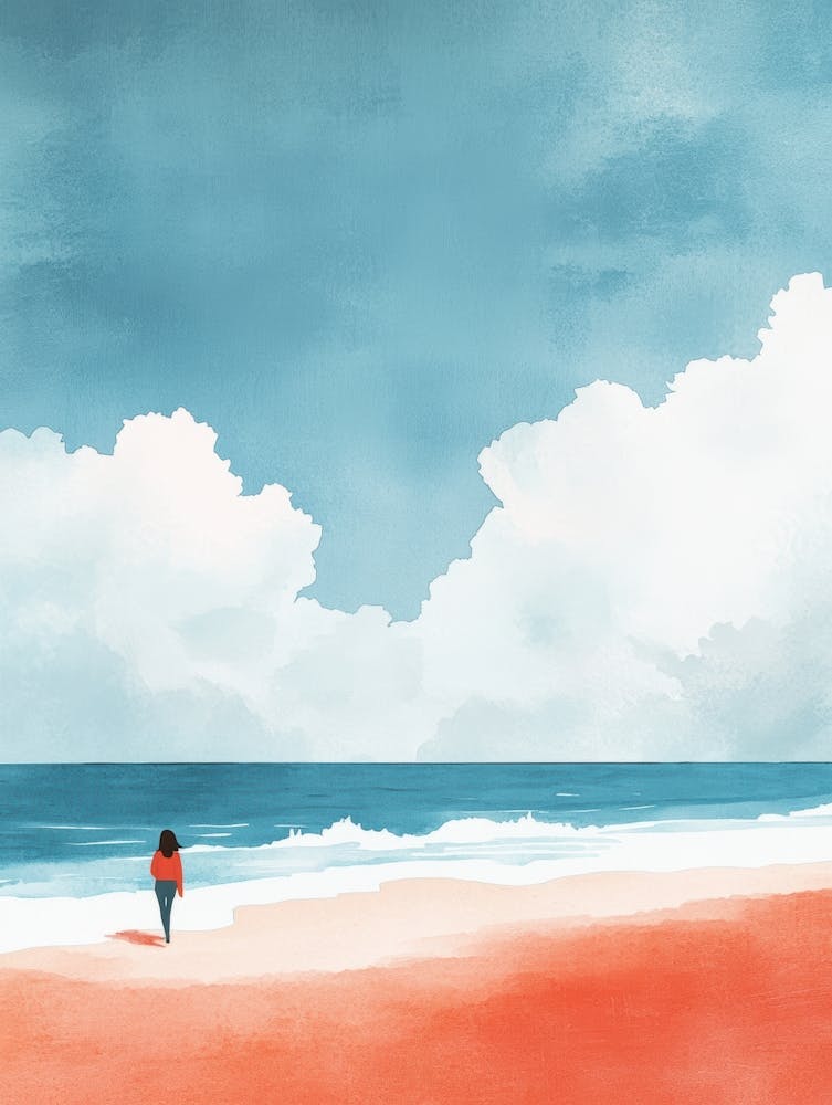 Person Walking On The Beach 1