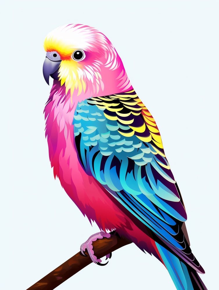 Colourful Geometric Bird Budgerigar 1
