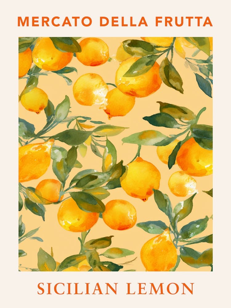 Sicilian Lemon Fruit Market Poster
