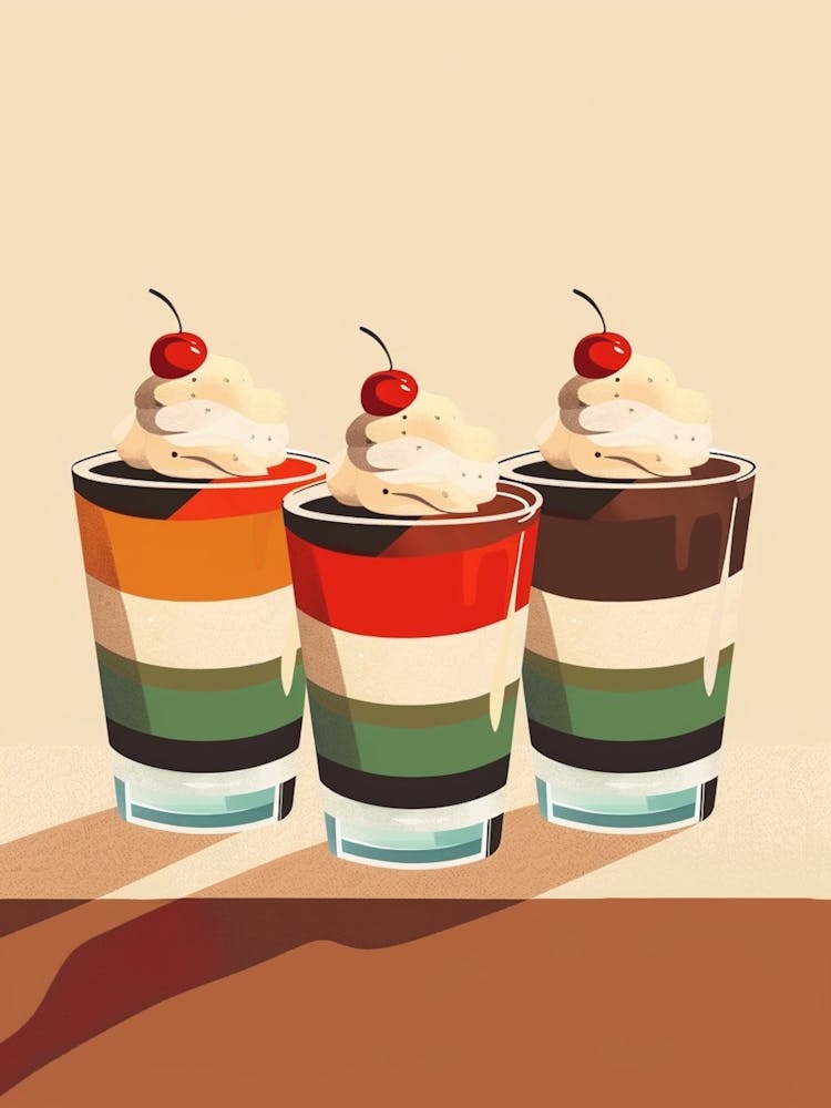 Retro Trifle Illustration Beige Background 3