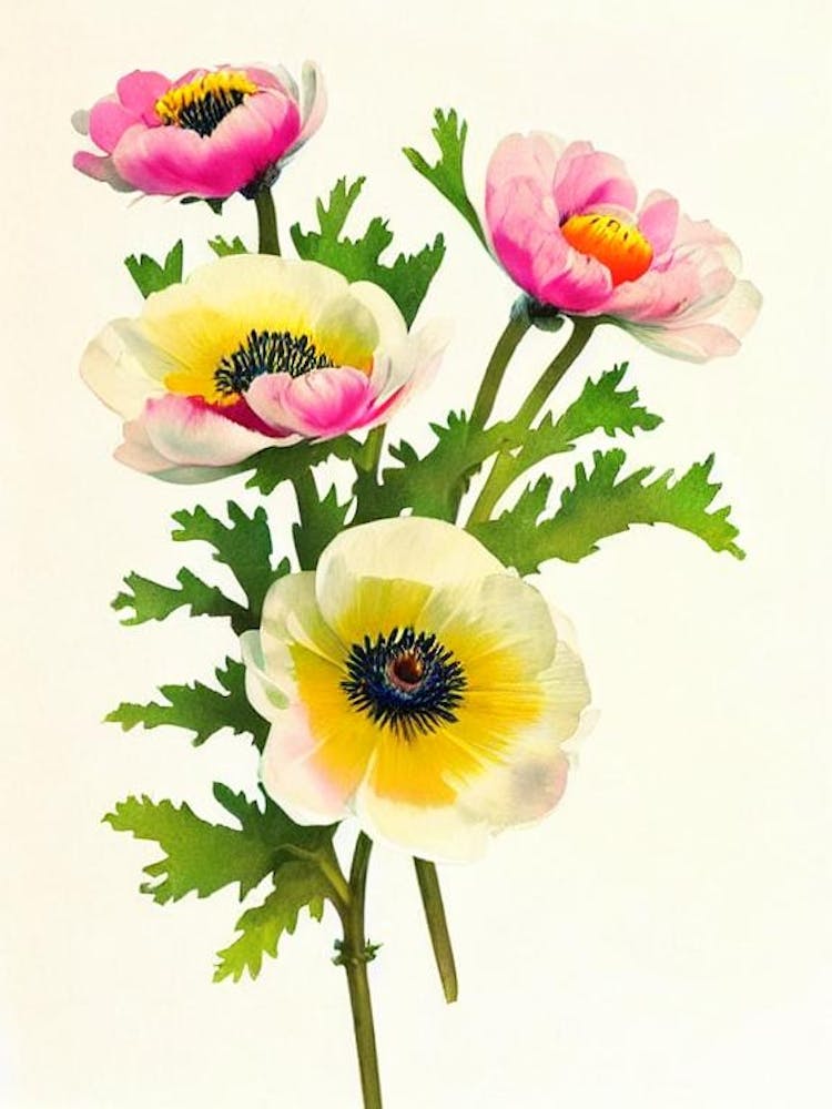 Anemone Vintage Flowers Flower