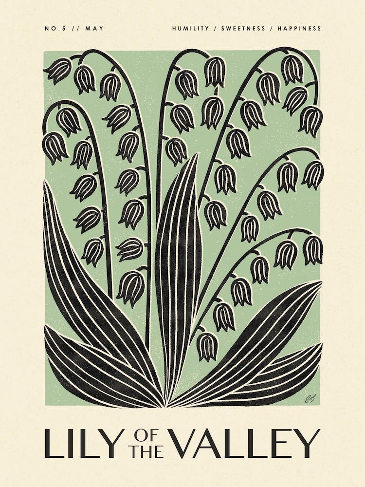 Rustic May Birth Flower Lily Of The Valley Black Green