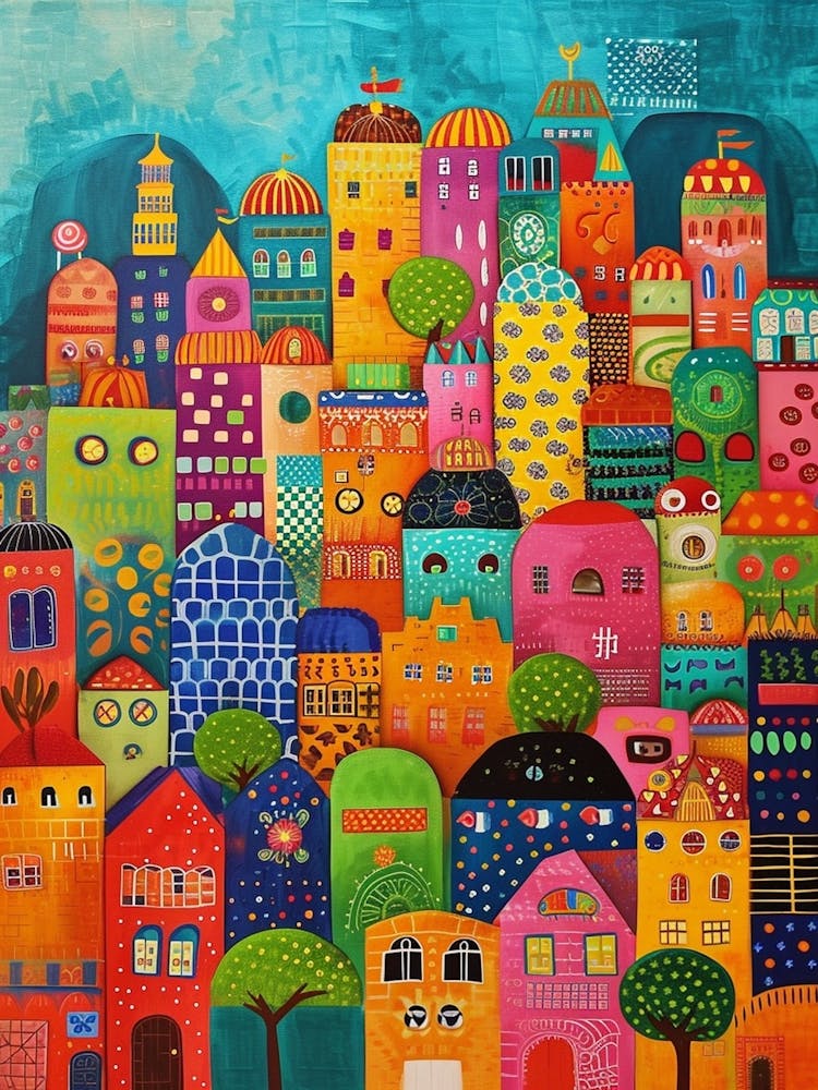 Colourful Kitsch Cityscape 1