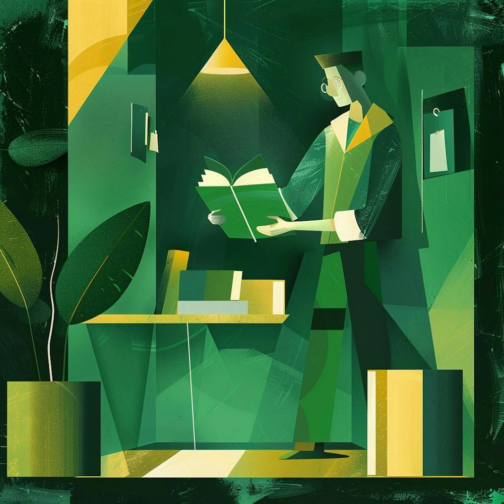 Illustration Of A Man Reading A Book