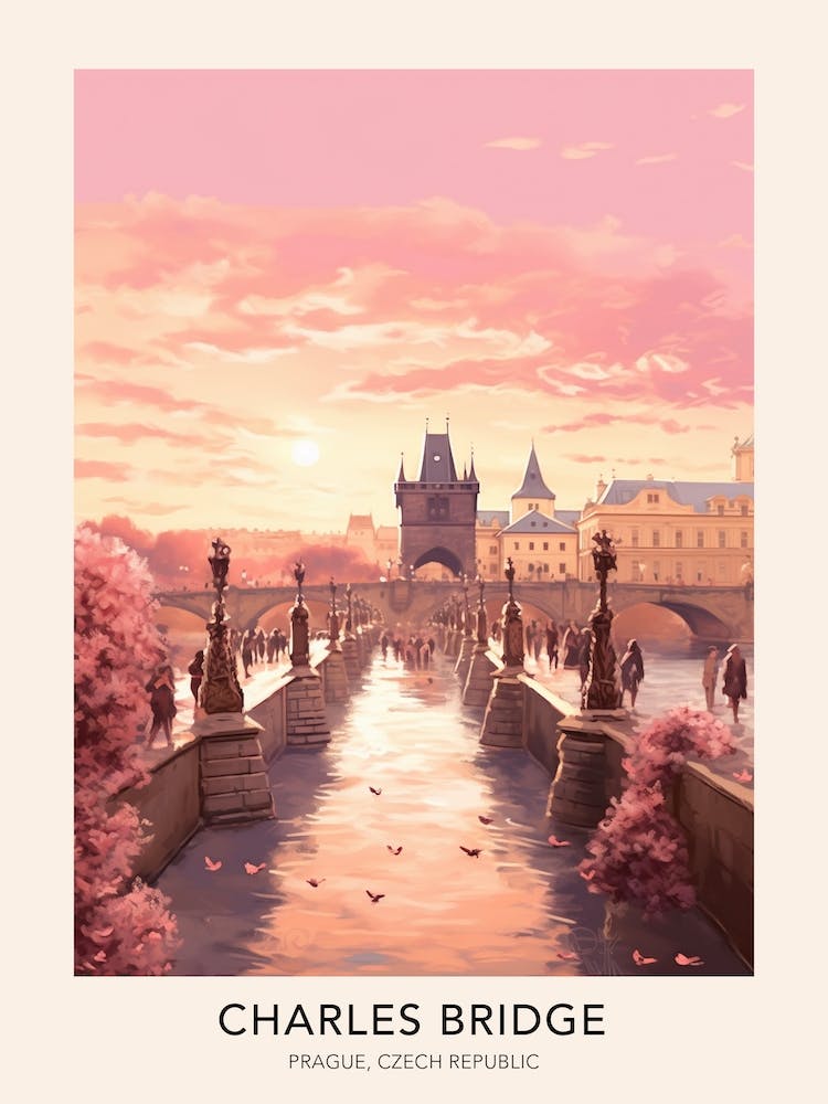 Charles Bridge Prague Czech Republic Travel Poster