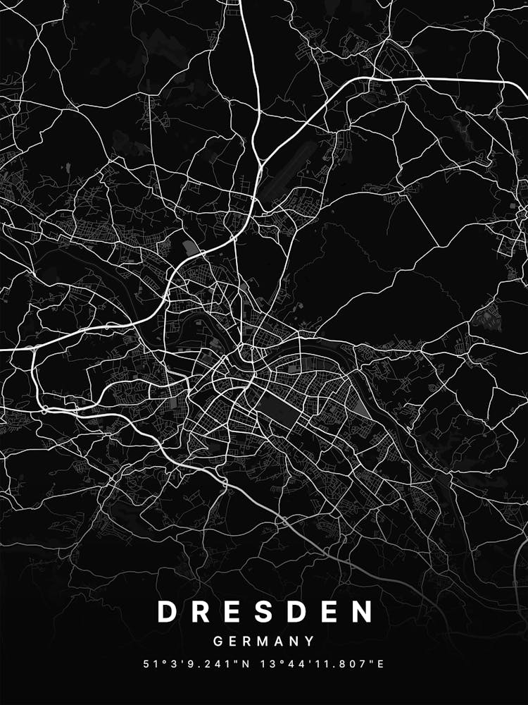 Dresden Germany Black Map