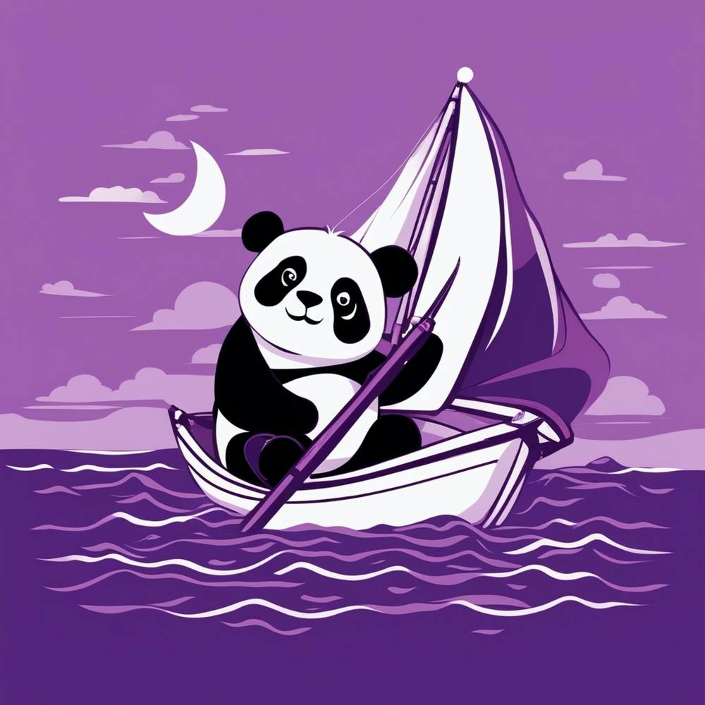 Journey Of Panda On The Purple Sea