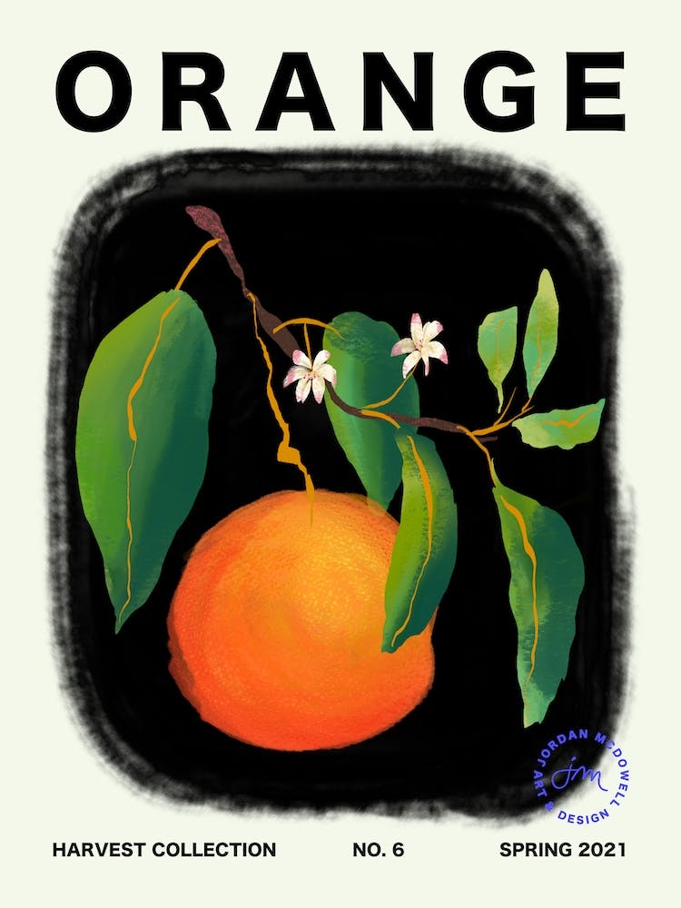 Orange Fruit Kitchen Typography