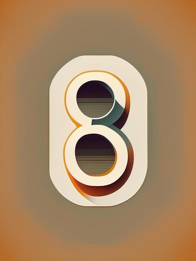 8, Number, Education Retro Minimal