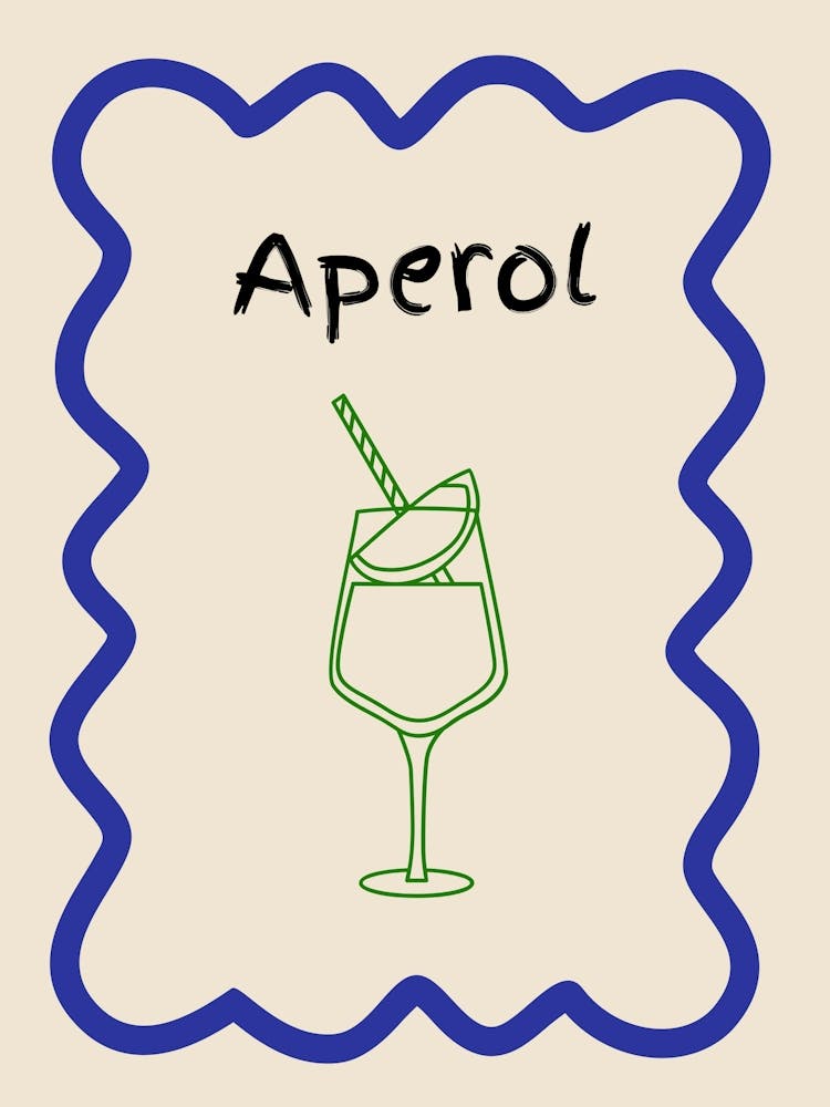 Aperol Doodle Poster Blue & Green