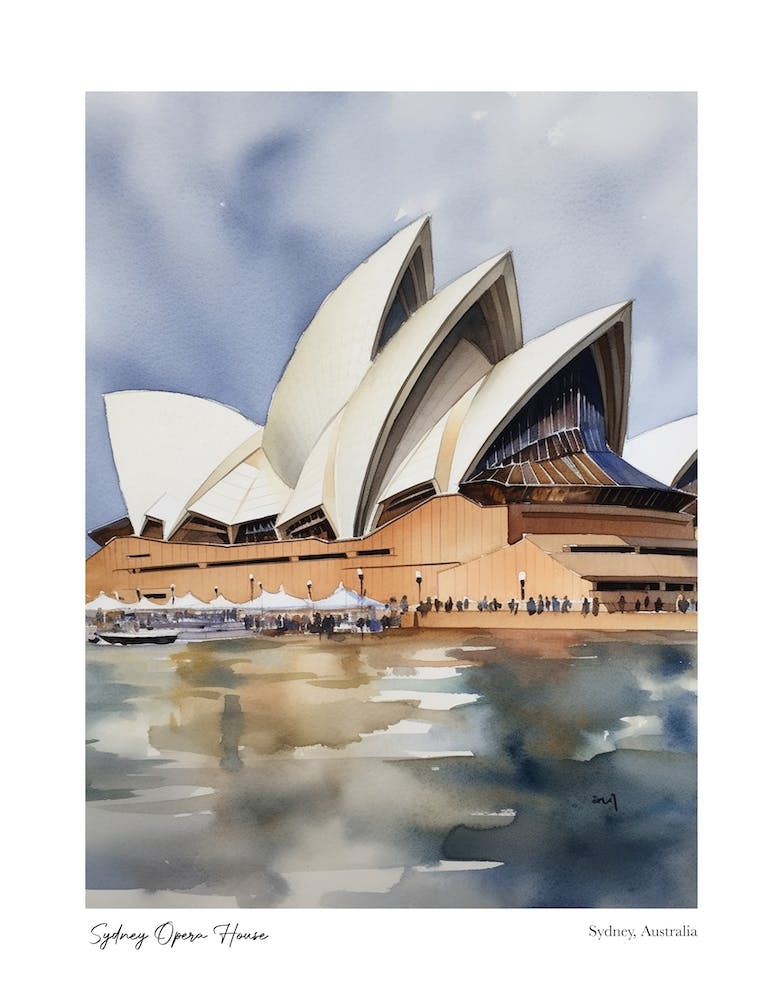 Sydney Opera House 2 Watercolour Travel Poster