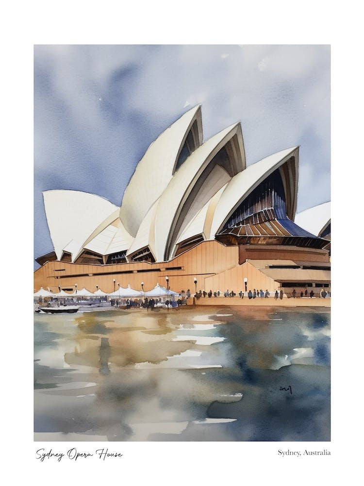 Sydney Opera House 2 Watercolour Travel Poster