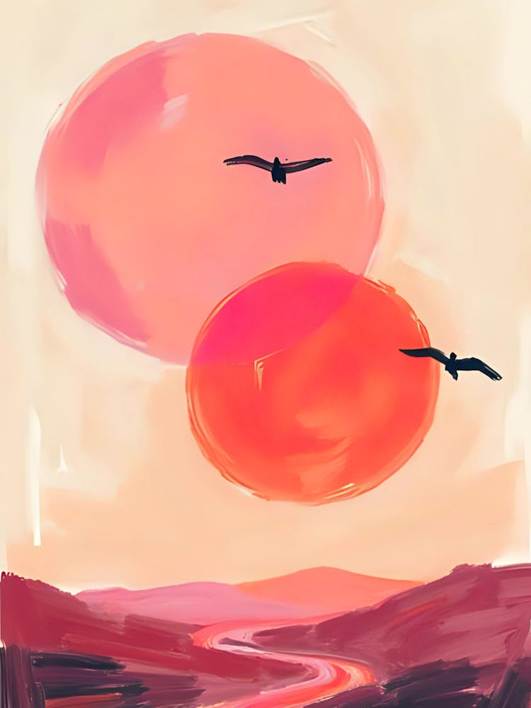 Sunset With Birds