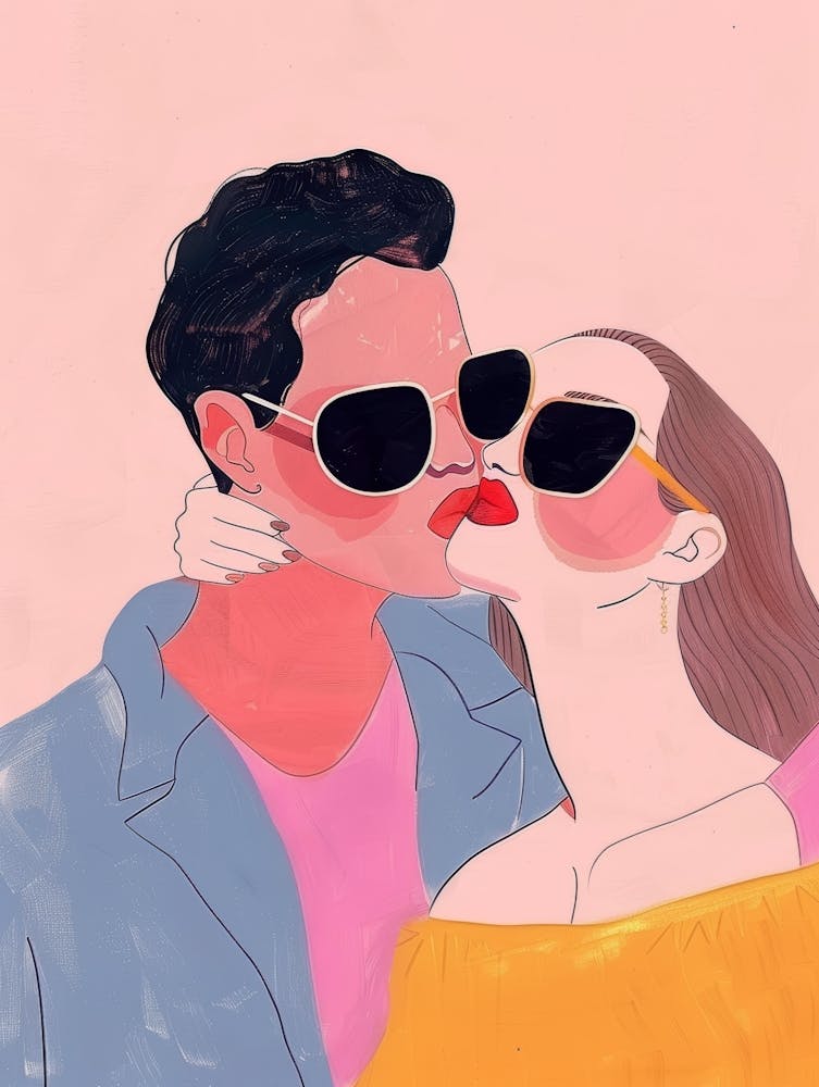 Illustration Of A Couple Kissing 4