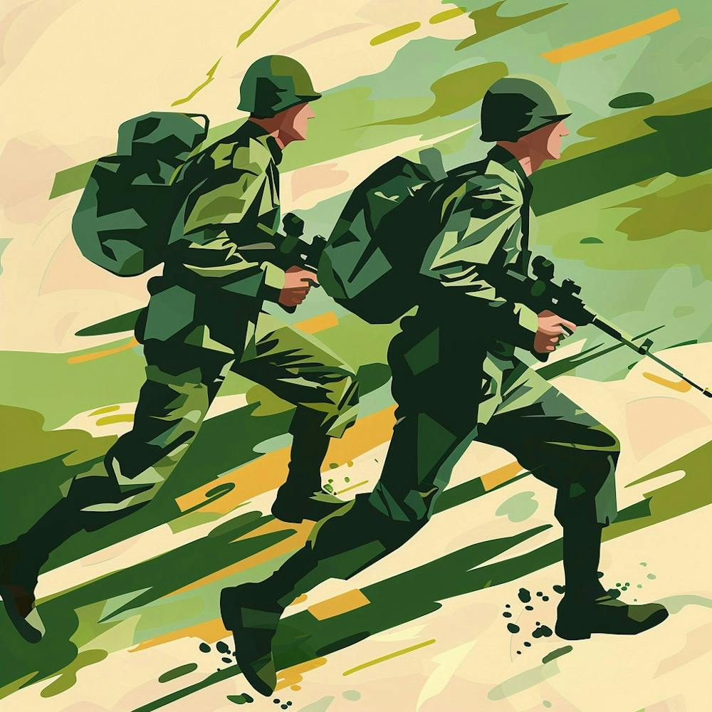 Two Soldiers Running