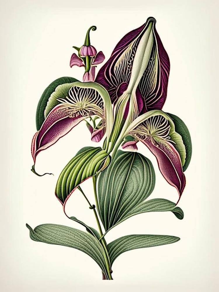 Orchid Leaf Vintage Botanical 2