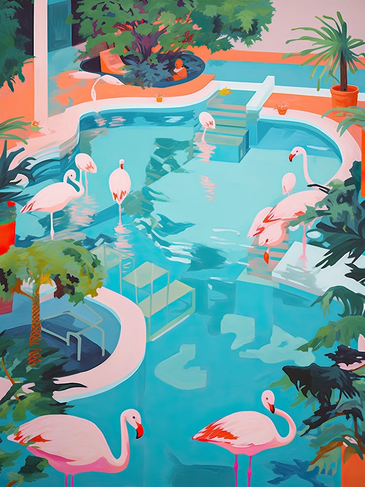 Pool With Flamingos Tropical 2