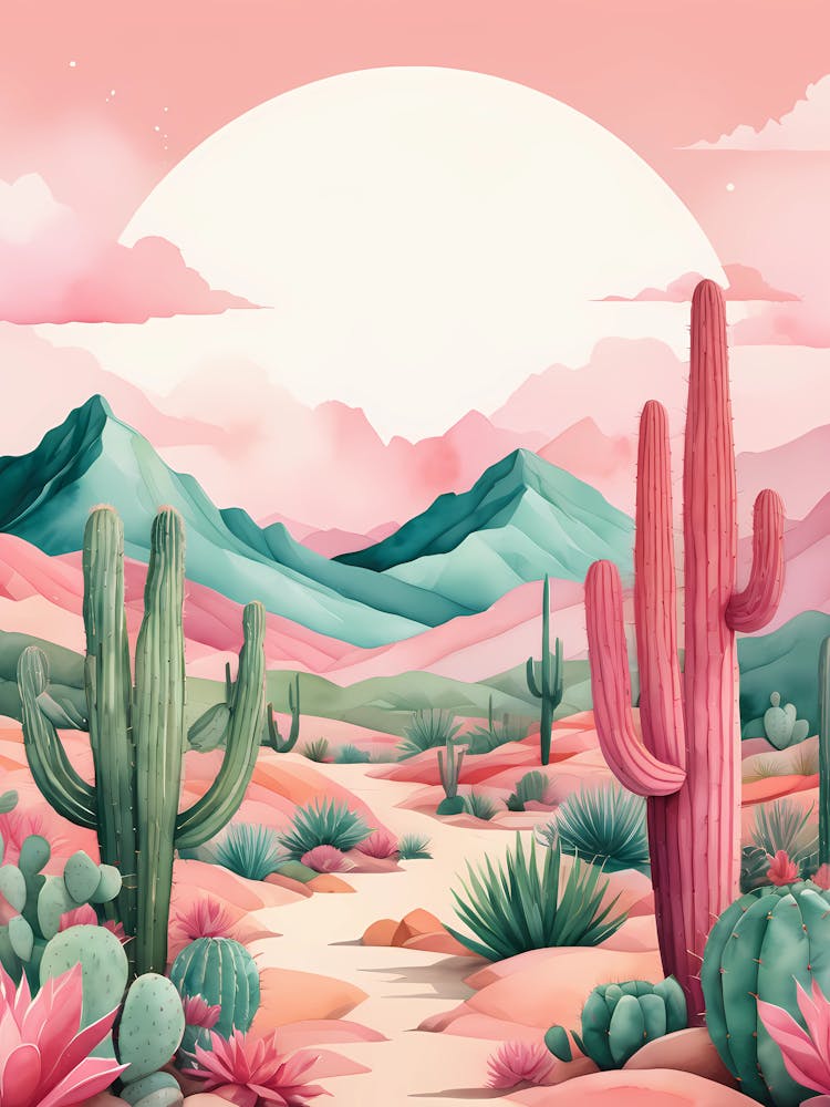 Desert Landscape With Cactus