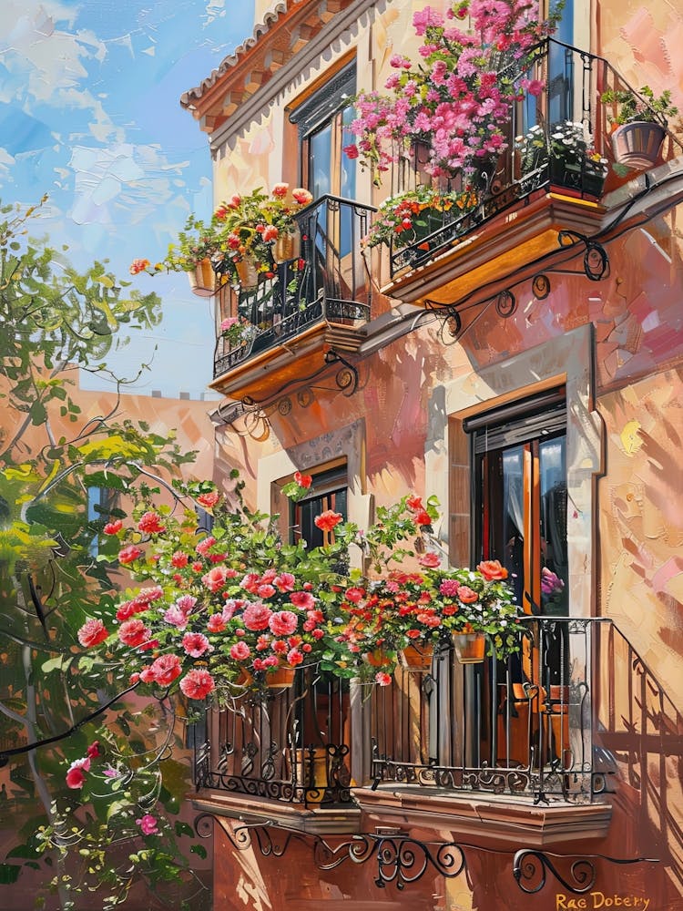 Balkonblick Gemälde in Valencia 2