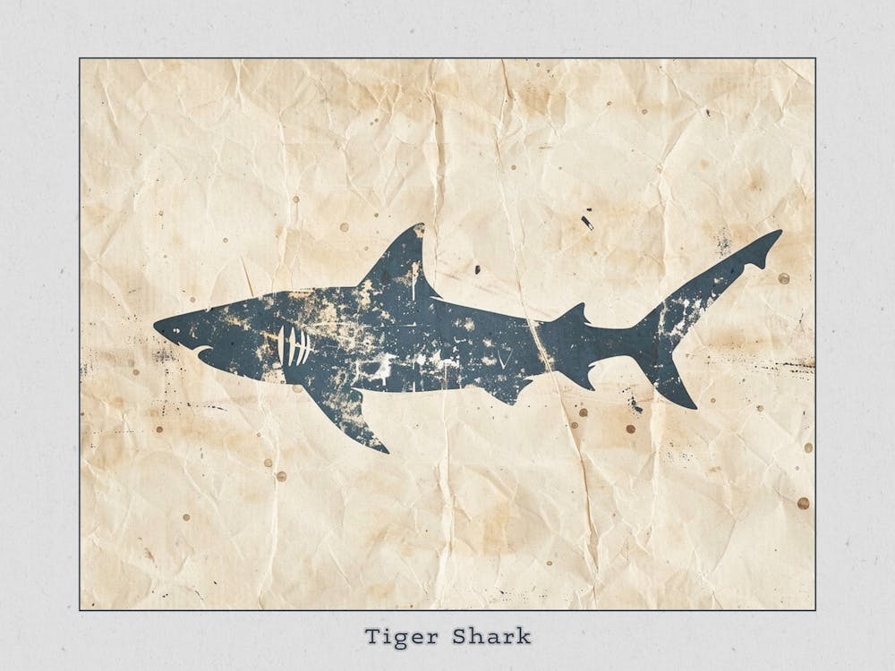 Tiger Shark Grey Silhouette 3 Poster