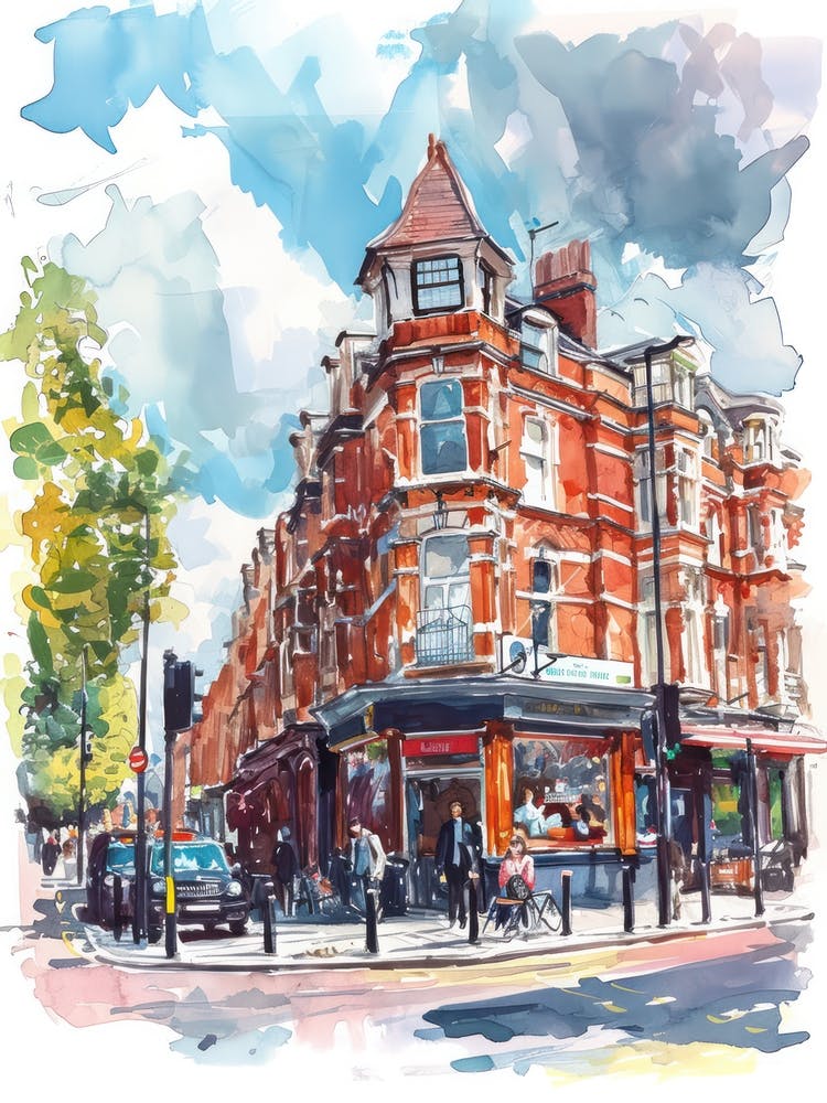 Hammersmith London Borough   Street Watercolour 1