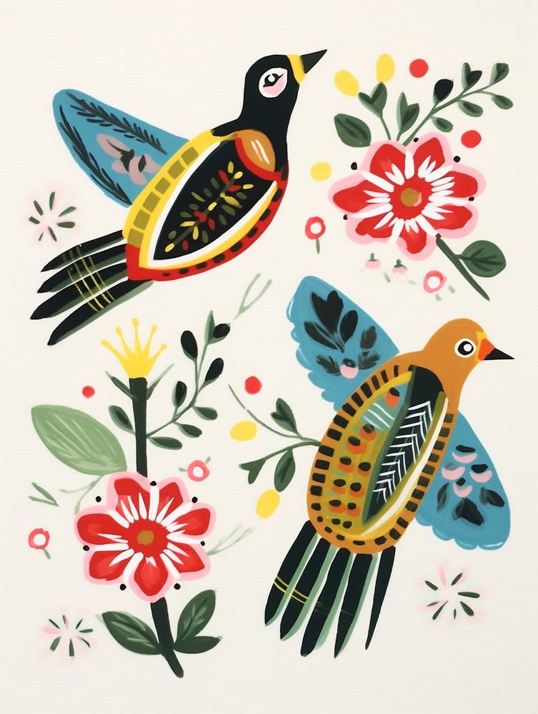 Folk Style Bird Painting Falcon 1