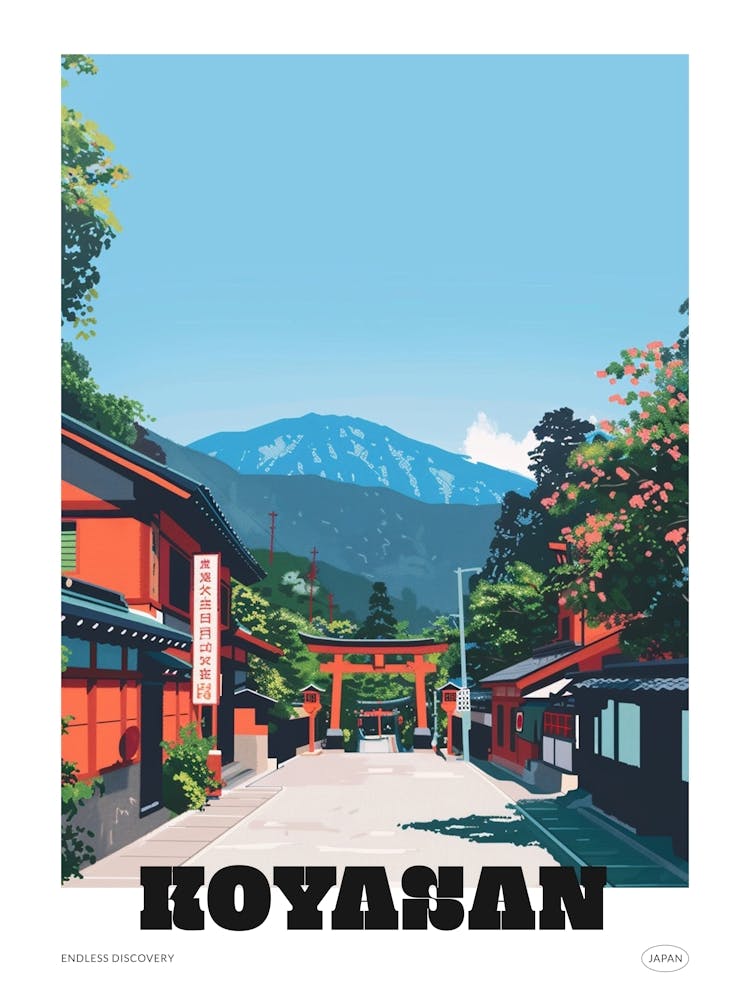 Koyasan Japan 4 Colourful Travel Poster