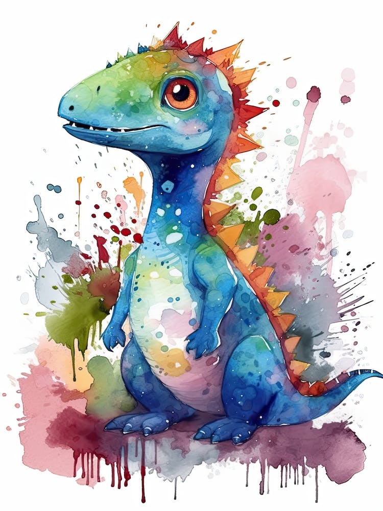 Alectrosaurus Cute Dinosaur Watercolour 2