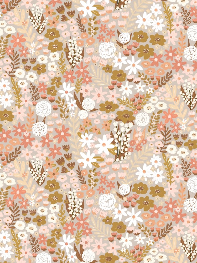 Light Golden Autumn Floral Meadow Wildflower Garden