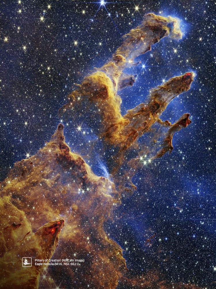JWST Pillars of Creation, 2022 - Eagle Nebula, M16, NGC 6611 (James Webb/JWST) — space poster, science poster, space photo, space art, jwst picture