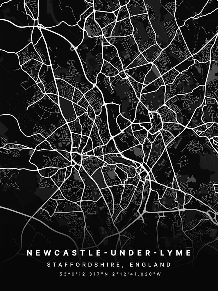 Newcastle Under Lyme Black Map