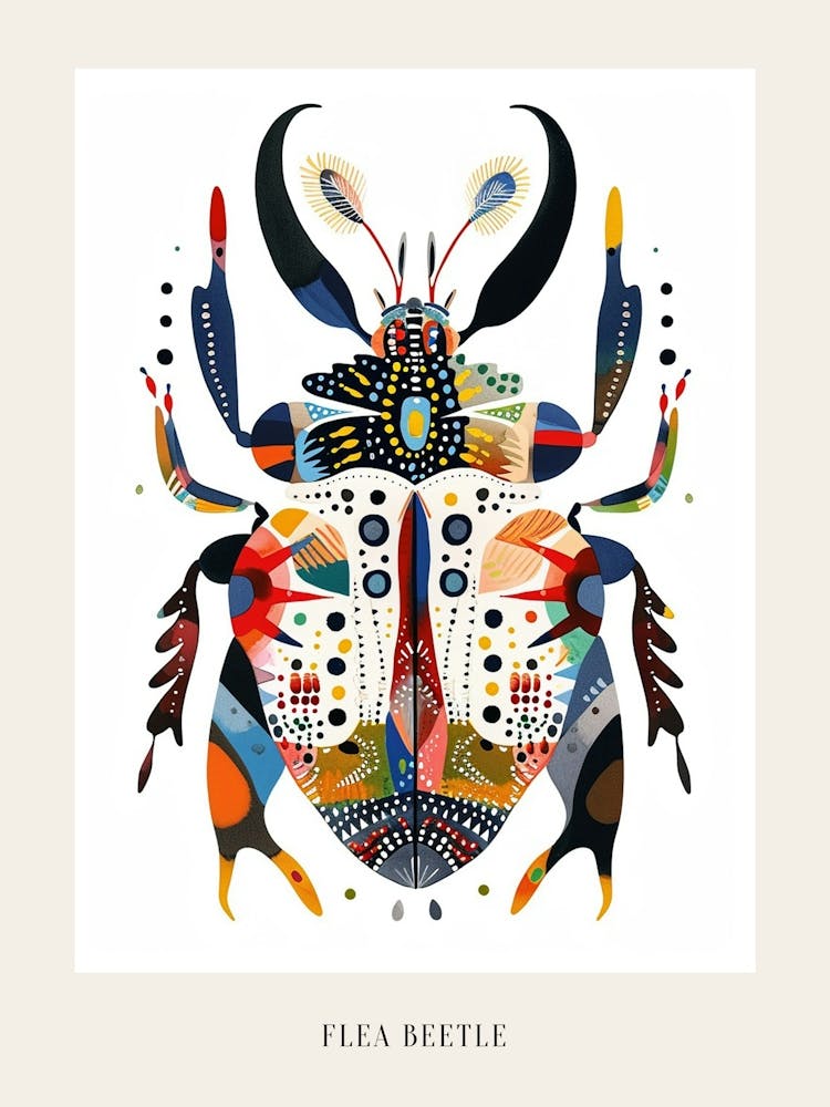 Colourful Insect Illustration Flea Beetle 2 Poster