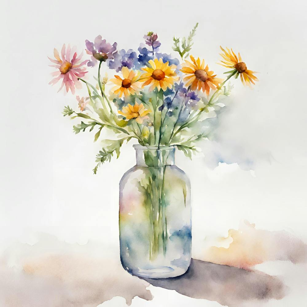 Aquarellblumen in einer Vase