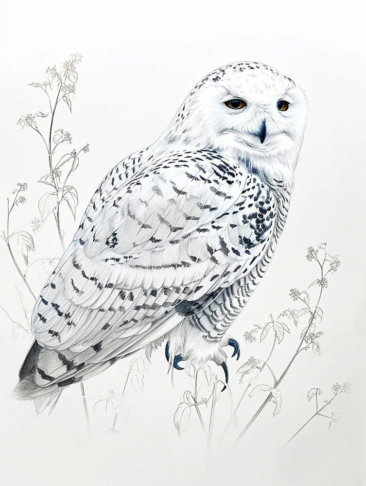 Snowy Owl Marker Drawing 3