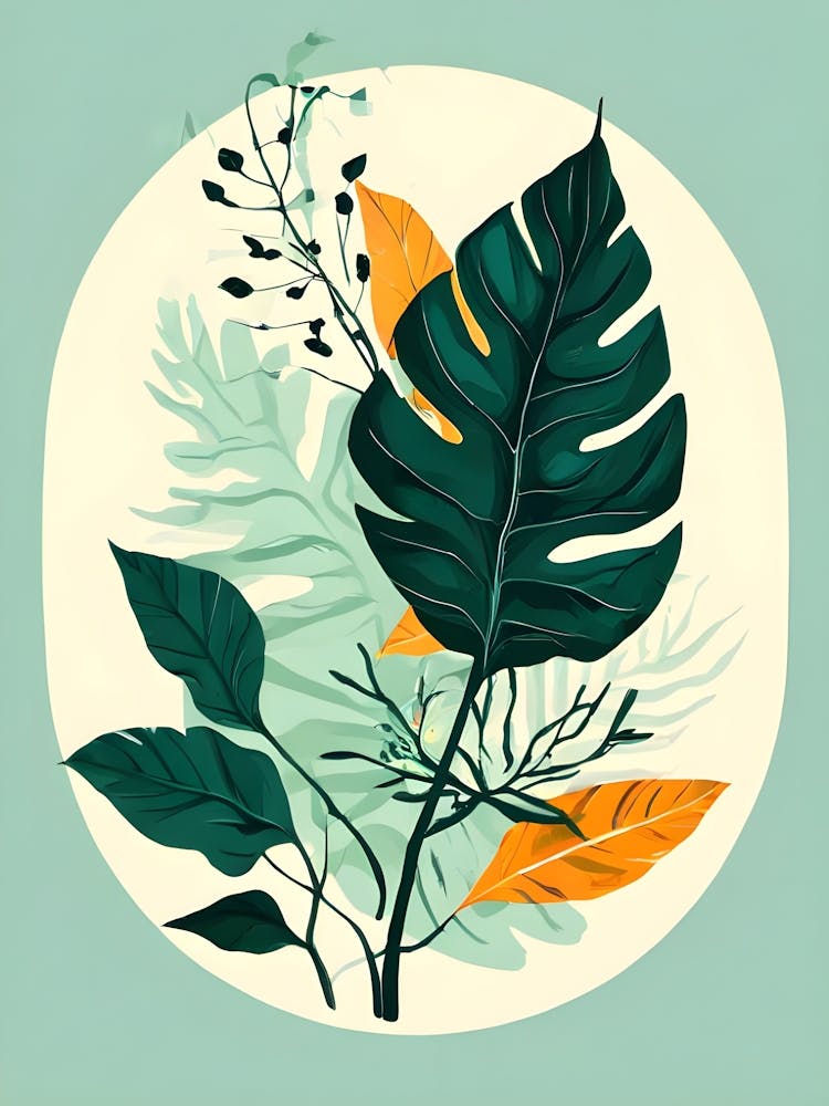 Tropical Leaves In A Circle