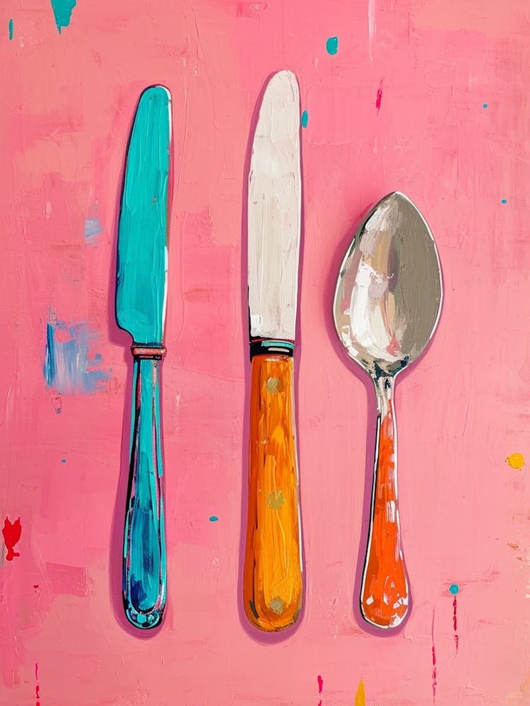 Kitsch Knife Fork Spoon Brushstrokes 1