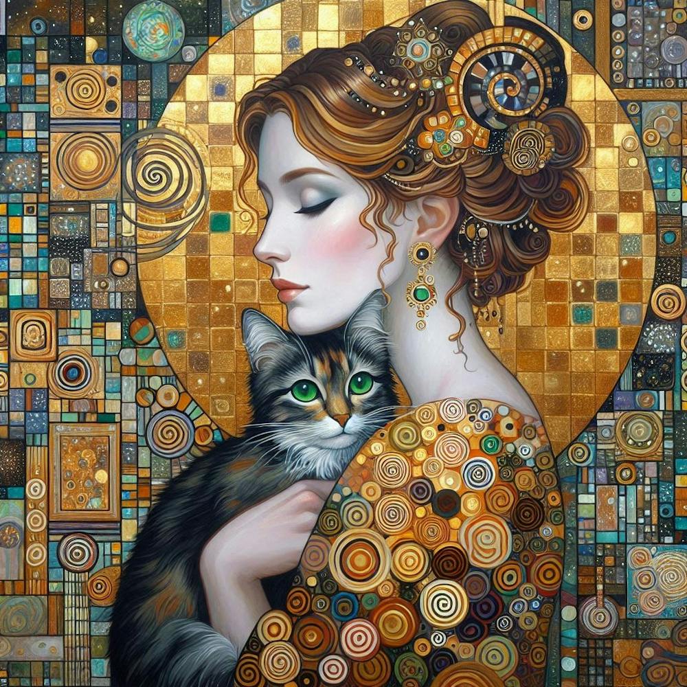woman portrait Klimt'S Cat
