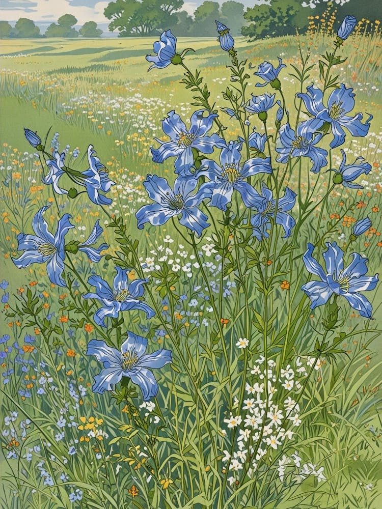 Blue Flowers In A Meadow