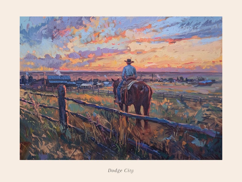 Western Sunset Landscapes Dodge City Kansas 1 Poster