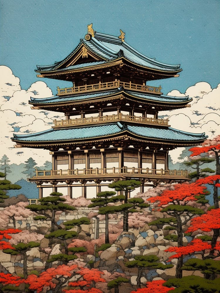 Todai Ji, Japan Vintage Travel Art 2
