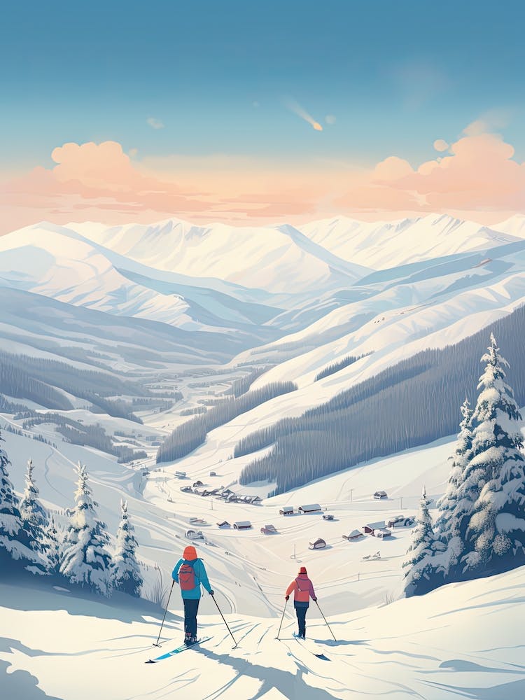 Steamboat Ski Resort   Colorado, Usa, Ski Resort Illustration 1 Simple Style