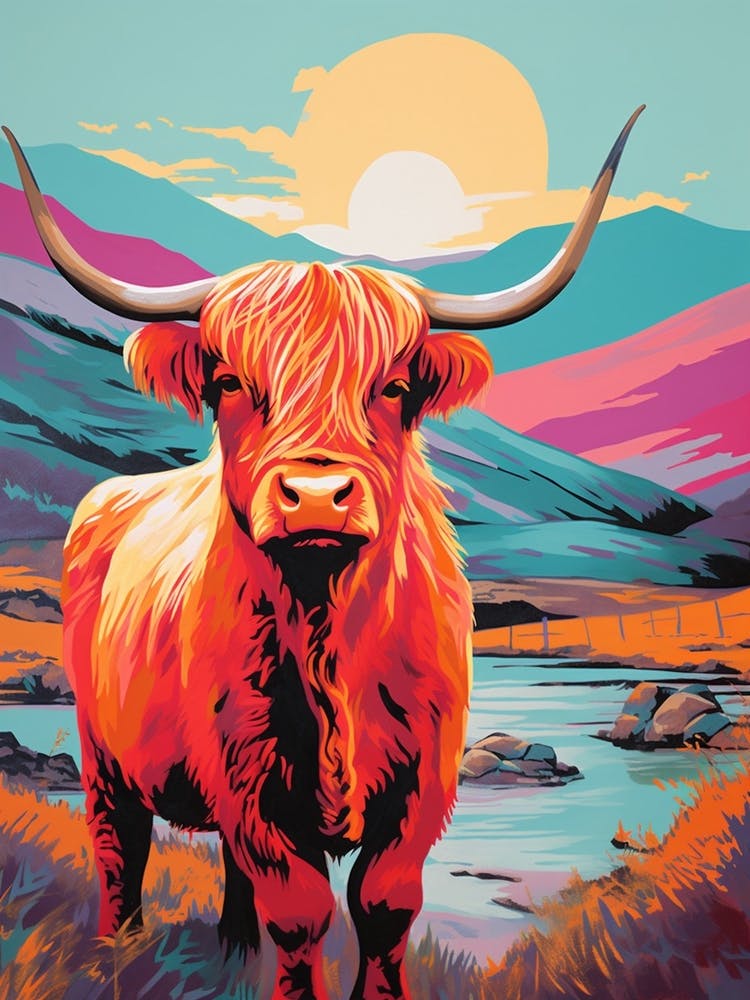 Highland-Rinder im Tal Farbenexplosion 3
