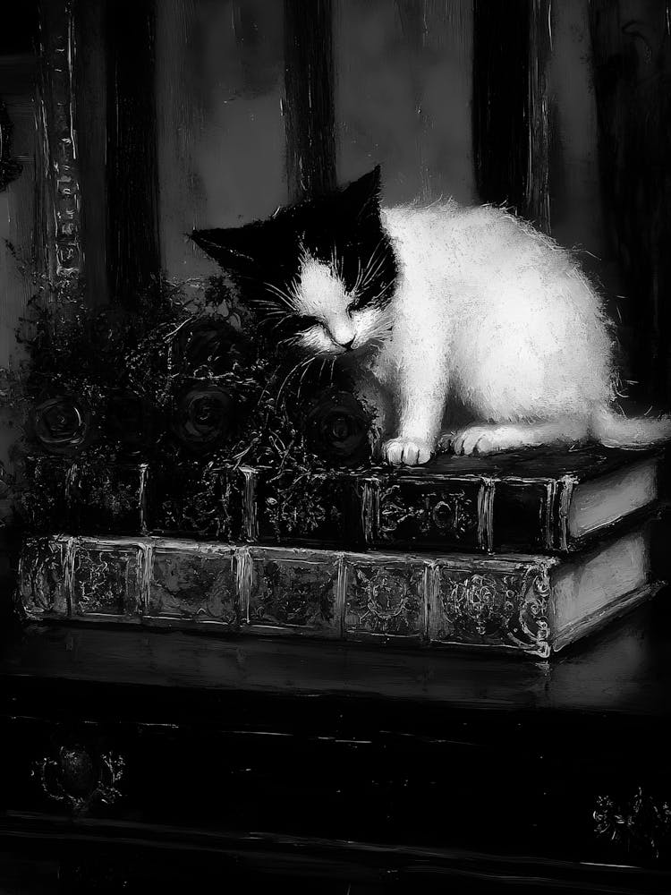 Cat On Books