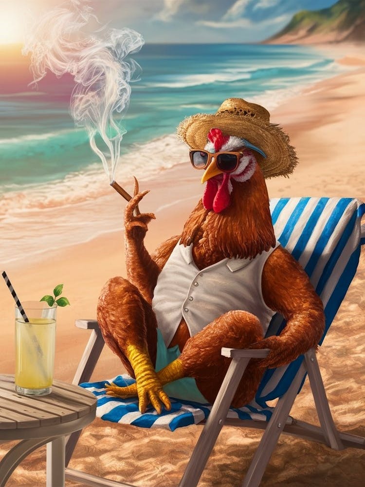 Rooster On The Beach