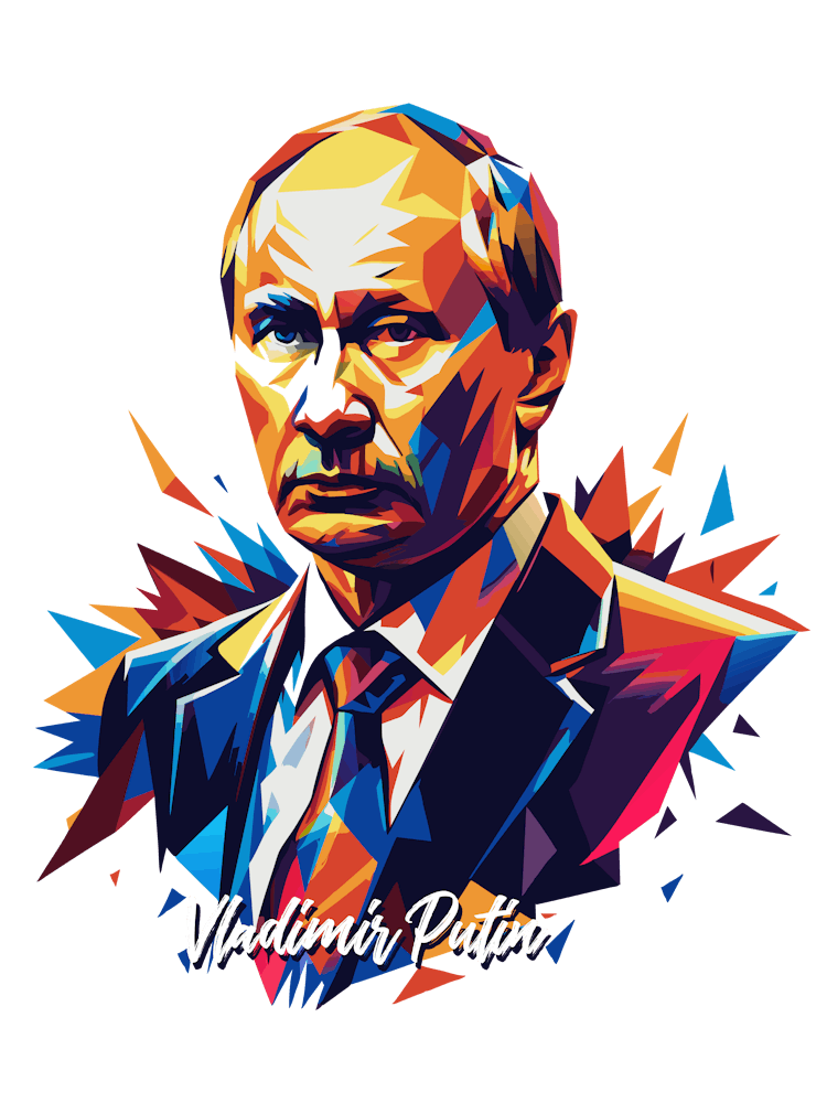 Vladimir Putin 02 Portrait WPAP Pop Art