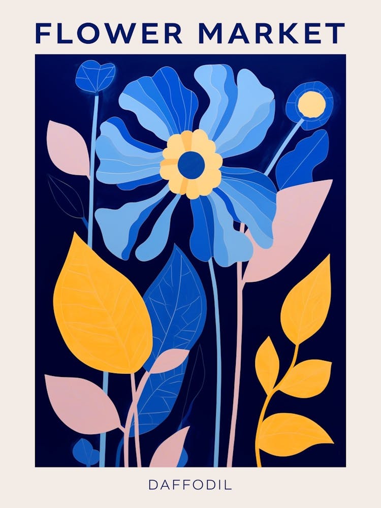Blue Flower Market Poster Daffodil 1