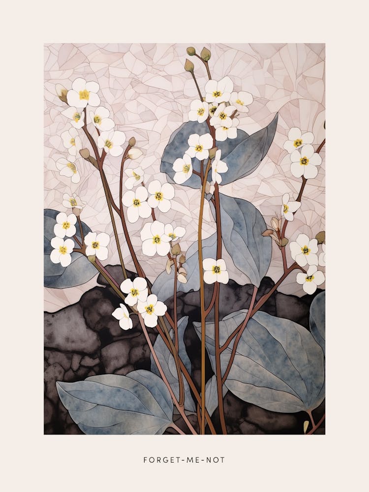 Flower Illustration Forget Me Not Flower 3 Poster