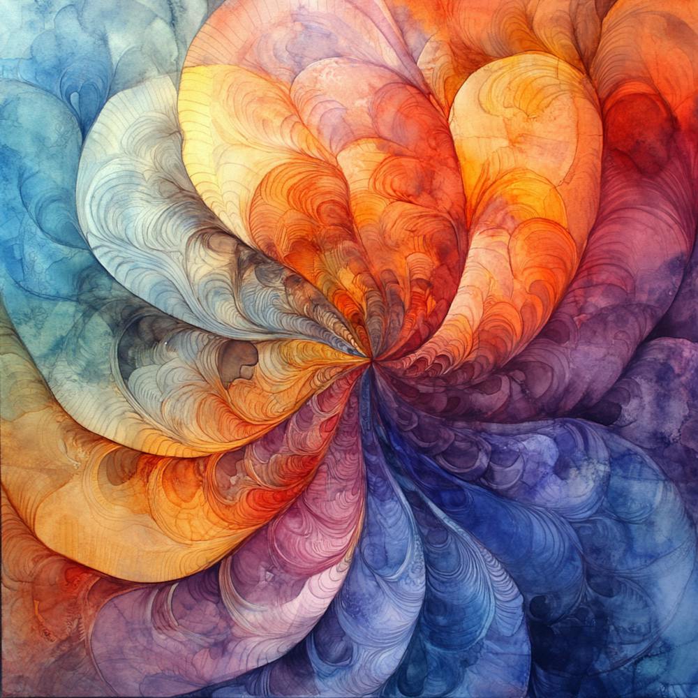 Abstract Watercolor Fractals Painting