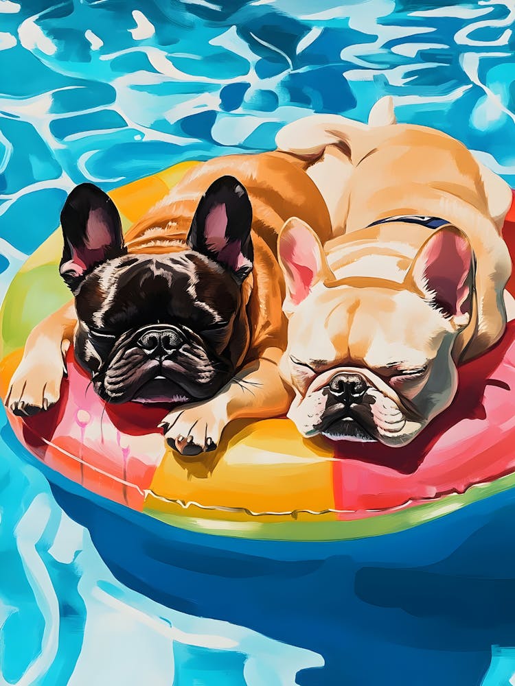 French Bulldogs In The Pool